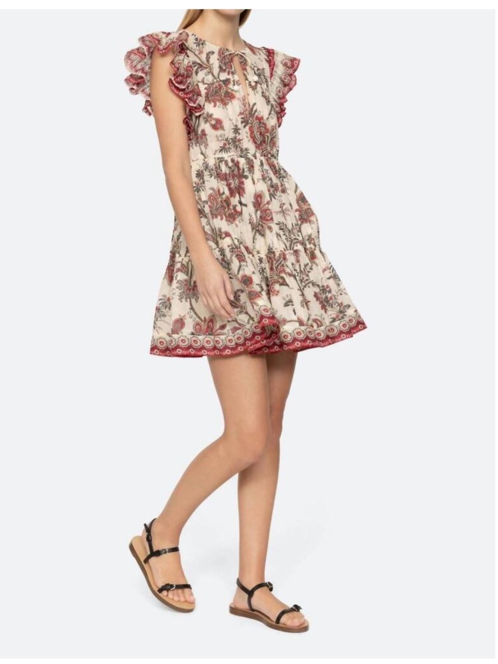 NEW SEA cassandra print tunic dress in brown multi